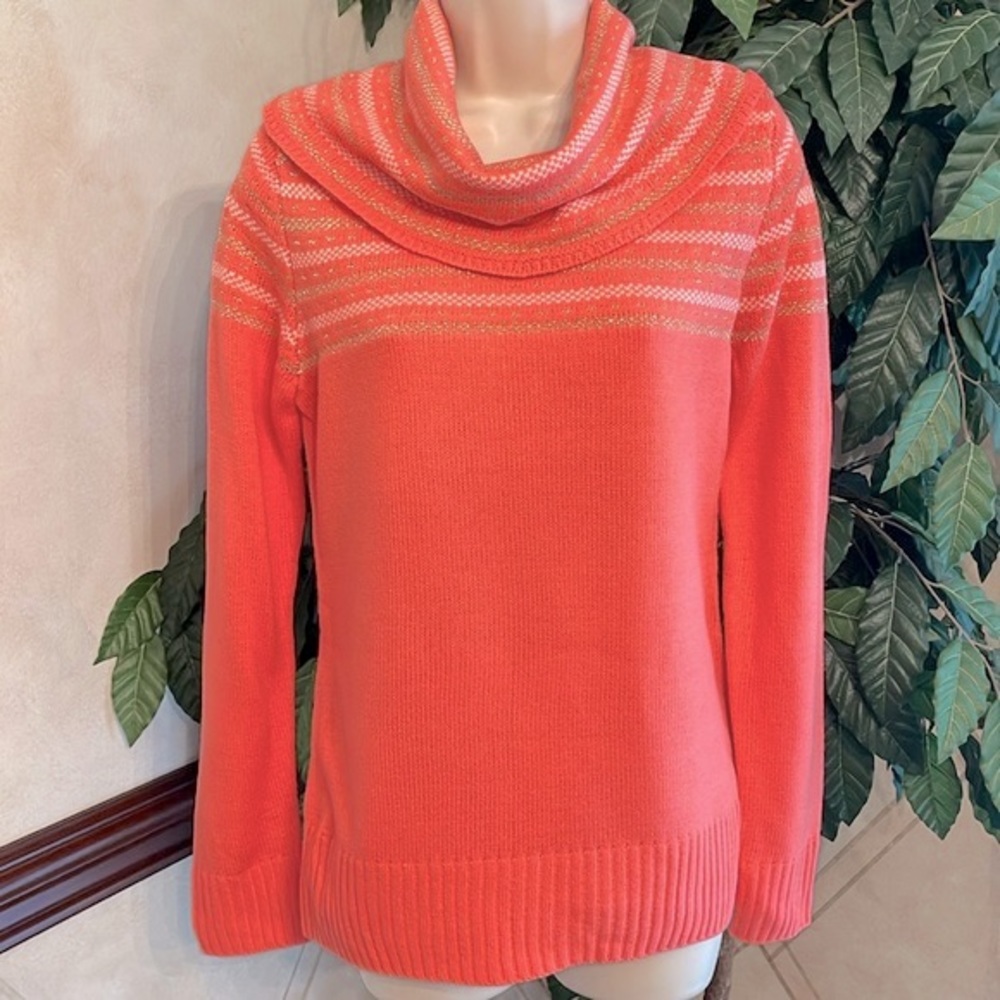 NY&CO SALMON METALLIC COWL NECK SWEATER
